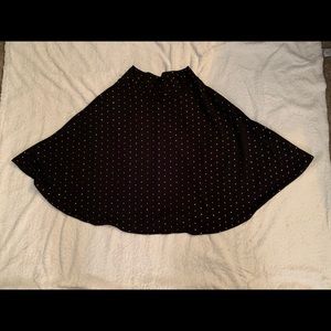 Black And Silver Polka Dot Midi Skirt